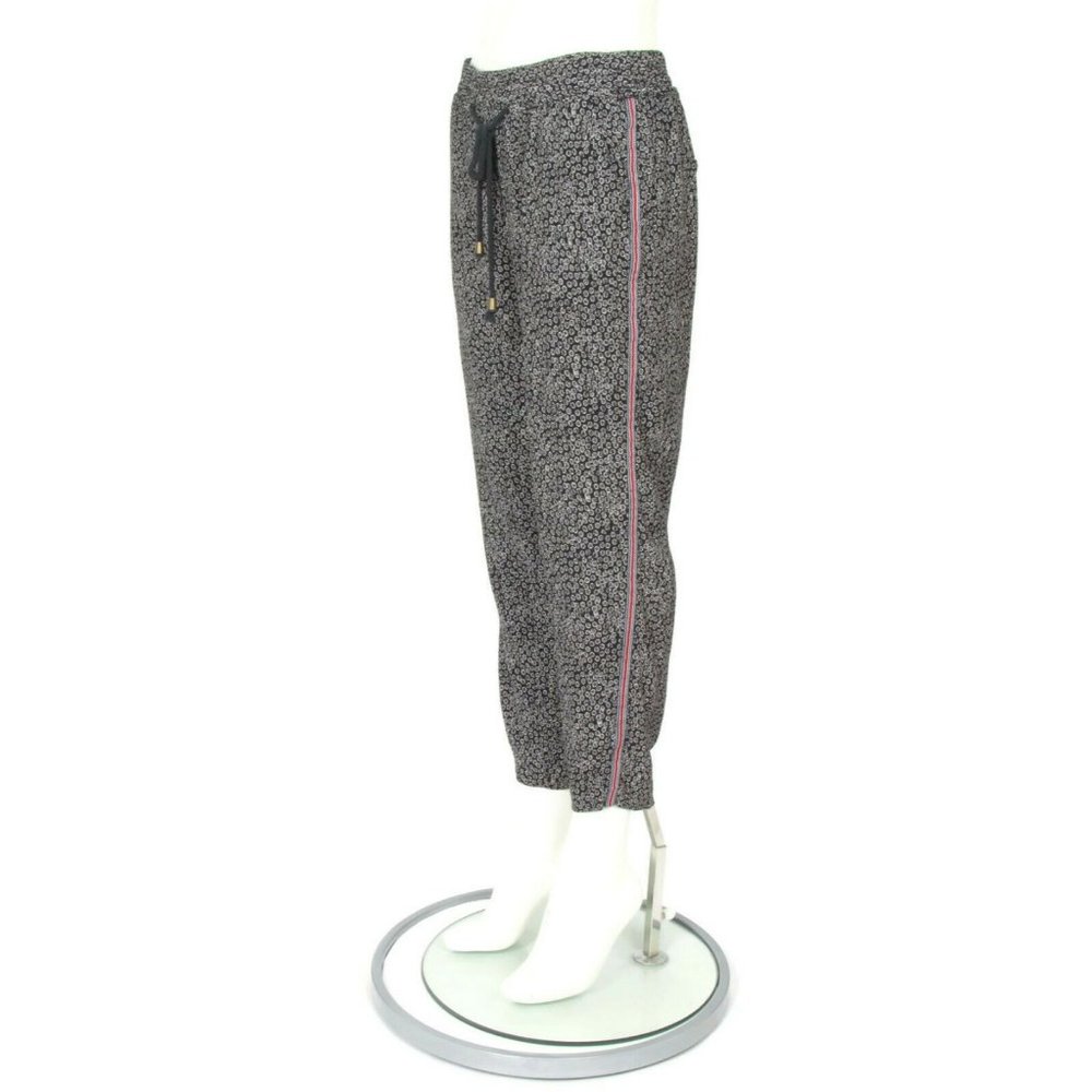 ett twa Anthropologie Floral Black Side Stripe Drawstring Lounge Pants sz Small